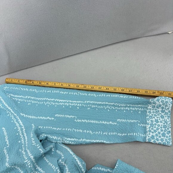 Habitat‎ Coralie Crinkle Turquoise Shirt Dress SZ Large Casual, Coastal, Beach - Picture 15 of 16